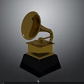 Golden Gramophone Trophy With Shiny Gold Finish Black Base And Classic Design