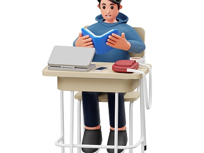 Learning Scene Student Man College Student Cartoon Student Cartoon Man model