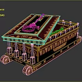 Ancient Weapon With Red Gold Decoration And Intricate Wheeled Structure Design
