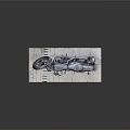 Stylish Black Cruiser Motorcycle Displayed On Gray Stone Slab Against Dark Backdrop