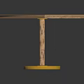 Dining Table with Black Marble Tabletop Golden Veins Wooden Frame and Round Base