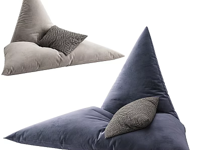 Comfortable Triangular Lazy Sofa in Light Gray and Dark Blue with Decorative Cushions 3d model