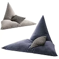 Comfortable Triangular Lazy Sofa in Light Gray and Dark Blue with Decorative Cushions