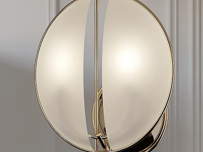 Modern Wall Lamp With Round Glass Shade And Brass Metal Frame Mounted On White Wall 3d model