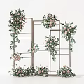 Fresh Pink Floral Decor With Green Leaves On Metal Frame Wedding Backdrop