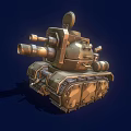 3D Rendered Military Armored Vehicle With Multiple Cannons Tracks And Metal Plating Design