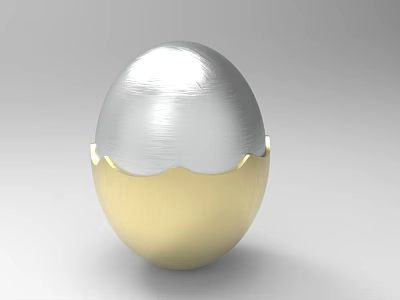 Egg Shaped Decorative Ornament Set With Silver And Gold Brushed Metal Finish For Home Accent 3d model