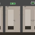 Emergency Exit Doors With Green Signage In Modern Interior Space