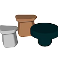 Modern Stylish Glossy Ceramic Stools With White Orange Green Hues And Unique Shapes