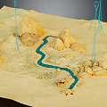 Artistic Garden Landscape Featuring Miniature Rock Formations Winding Path and Decorative Lines
