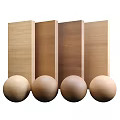 Natural Wooden Construction Components With Vertical Panels And Round Balls 3d model
