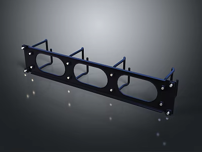 Industrial Landscape Scenery With Shiny Black Metal Frames And Circular Holes 3d model