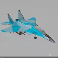 Blue Camouflage Fighter Jet Model With Detailed Structure And Reflective Display Surface