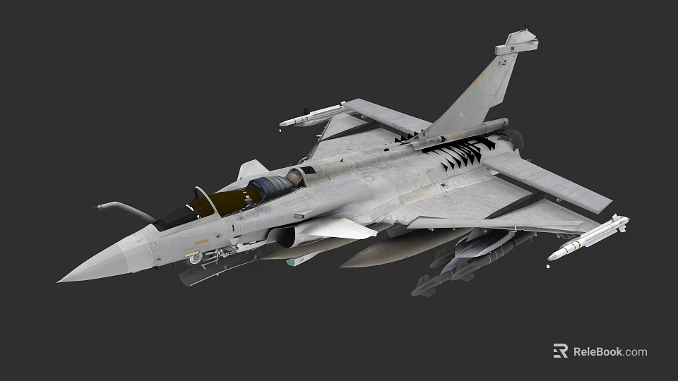 Modern Gray Fighter Jet With Cockpit And Missiles On Wings 3d model 