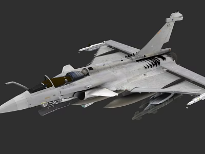Modern Gray Fighter Jet With Cockpit And Missiles On Wings 3d model