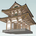 Traditional Chinese Ancient Architecture Two Story Structure With Black Tiled Roof And Wooden Frames