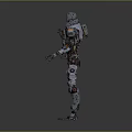 Mechanical Robot Character With Futuristic Armored Design Metallic Components Detailed Joints And Orange Accents