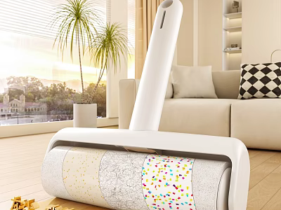 White Lint Roller With Multi Pattern Replacement Rolls For Home Living Room Use 3d model