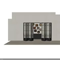 Modern Black Folding Doors With Lattice Design In Interior Space With Decorative Artworks