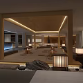 Japanese Style SPA Sauna Interior Featuring Wooden Structure Tatami Mats Stone Lanterns And Fireplace