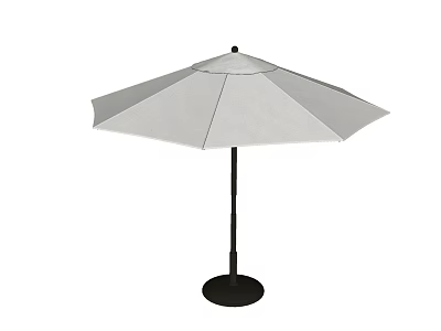 White Outdoor Patio Umbrella With Black Pole And Stable Base For Garden Shade 3d model