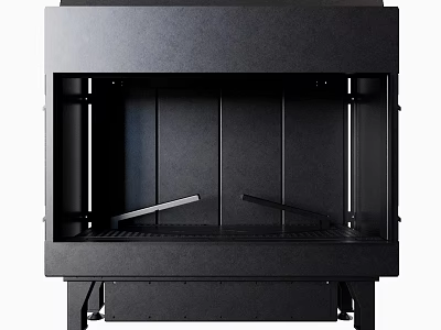 Modern Black Fireplace With Sleek Structure 3d model