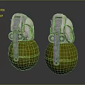 Two Green Hand Grenades With Metallic Fuse Mechanism And Safety Pins
