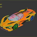 Orange Futuristic Sports Car With Sleek Design Transparent Roof And Sporty Wheels