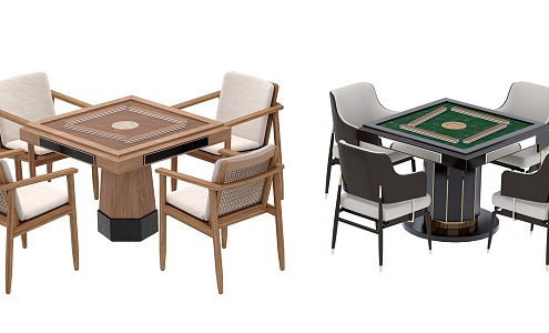 Modern Mahjong Table and Chair 3d model