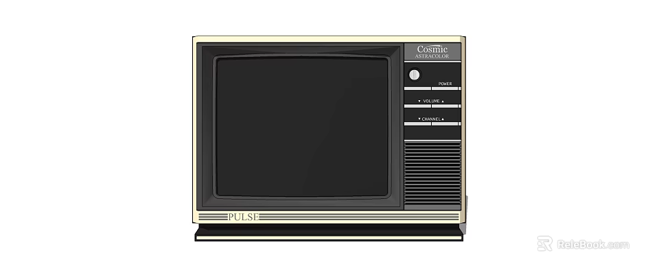Vintage PULSE Classic TV With Black Screen And Control Panel Buttons 3d model 