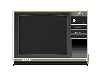 Vintage PULSE Classic TV With Black Screen And Control Panel Buttons 3d model