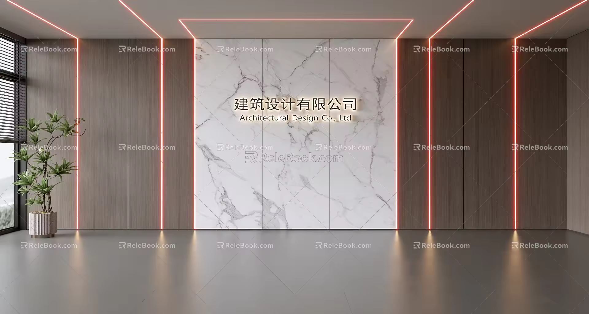 Front desk background wall hall background wall company image wall front desk reception background 3d model