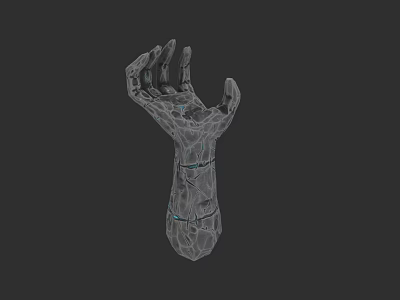 Detailed Geometric Hand Sculpture 3D Carving With Wireframe Structure And Artistic Design 3d model