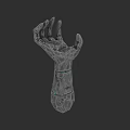 Detailed Geometric Hand Sculpture 3D Carving With Wireframe Structure And Artistic Design