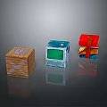 Red Blue And Wooden Storage Boxes For Household Organization And Decoration