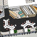 Modern Public Office Space With Cubicles Desks Chairs Green Plants And Sofa Area
