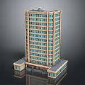 Cartoon High rise Building With Multiple Windows And Base Structure Design 3d model