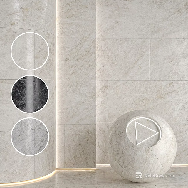 Background Wall Design With Stone Texture Samples And Decorative Sphere 3d model 