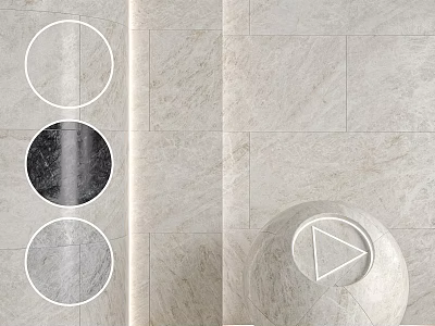 Background Wall Design With Stone Texture Samples And Decorative Sphere 3d model