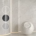 Background Wall Design With Stone Texture Samples And Decorative Sphere