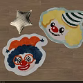 Fun Clown Face Shaped Kids Area Rugs With Colorful Hats And Red Noses