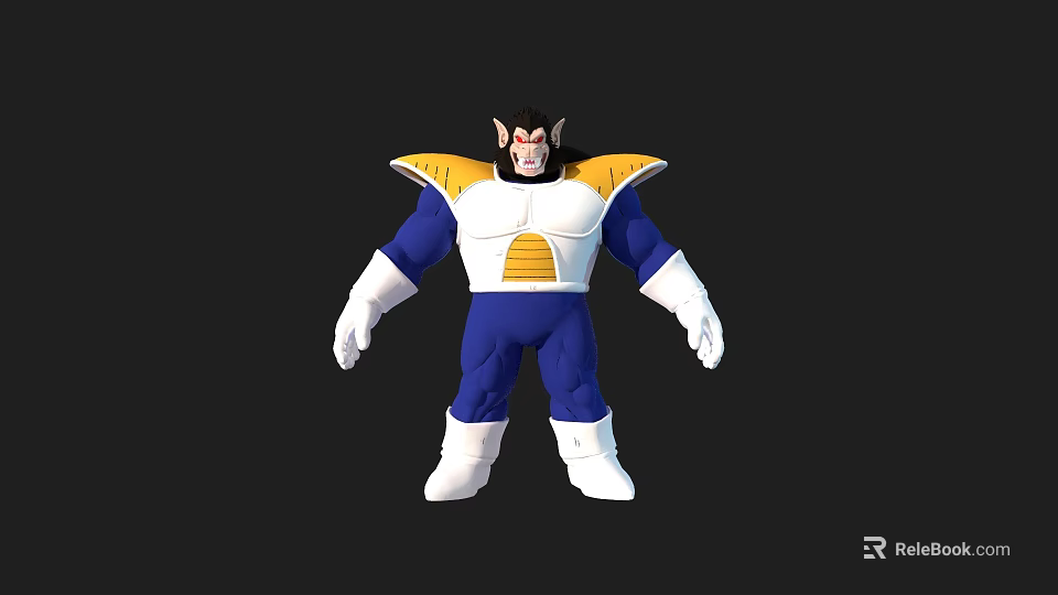 3D Rendered Game Anime Character With Blue White Costume And Horned Muscular Build 3d model 