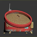 Red Household Storage Container with Bamboo Lid Yellow Label 88 and Green Handle