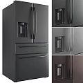 Modern Black Kitchen Appliances With Refrigerator Oven Stove And Range Hood