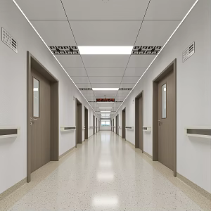 Hospital ward walkway 3d model