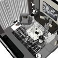 Elegant Modern Living Room Sofa Coffee Table Set With Abstract Wall Art And Plaid Rug