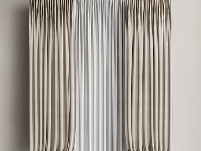 Elegant Modern Curtain Design With Soft Pleated Fabric And Neutral Tones 3d model