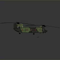 Detailed Green Military Helicopter With Rotor Blades Flying In Gray Background