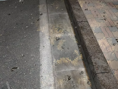 Urban Landscape With Gray Ground Holes Golden Patterns And Patterned Tiles Metal Rivet Edges 3d model