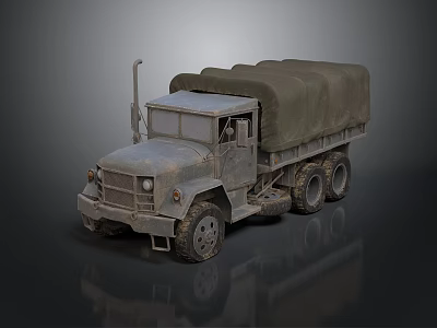 Heavy Duty Military Truck Featuring Canvas Covered Cargo Bed And Six Wheel Design 3d model